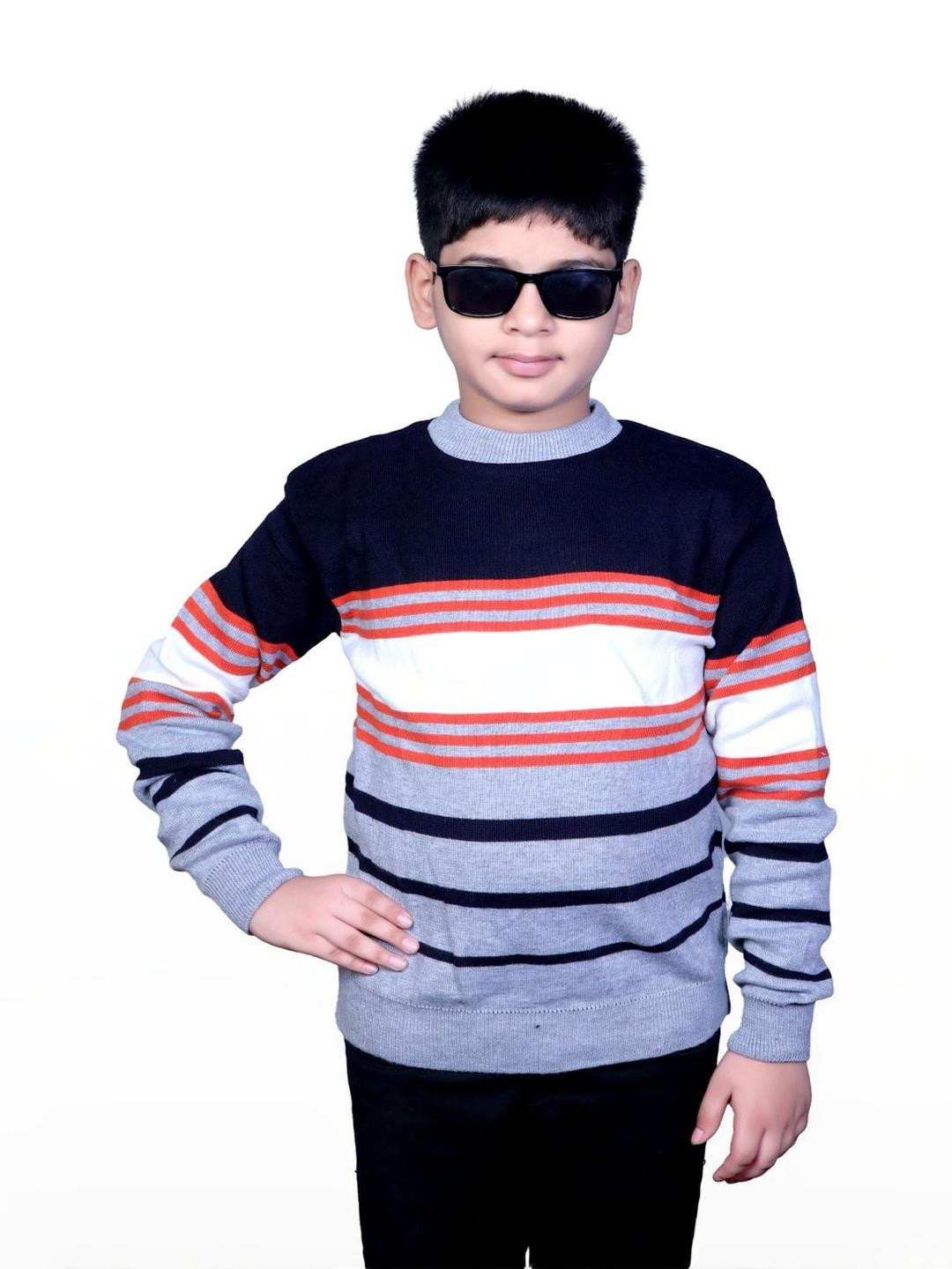 Selcan Unisex Kids Striped Woollen Long Sleeves Sweaters