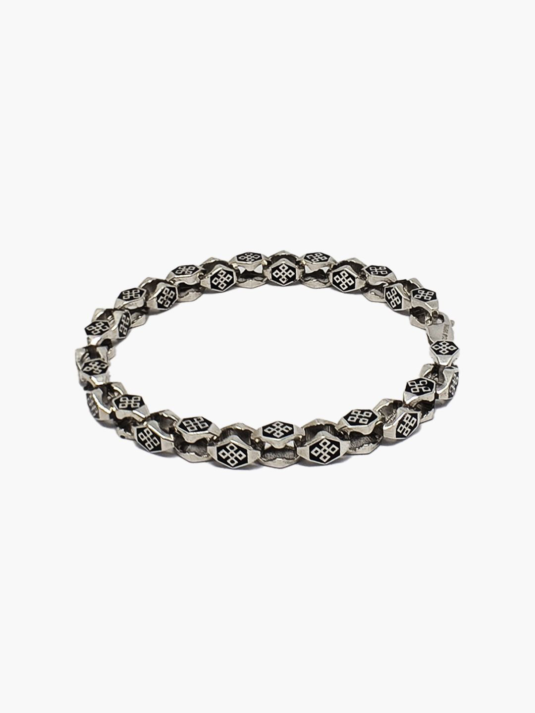 Defyne Unisex Sterling Silver Rhodium-Plated Link Bracelet