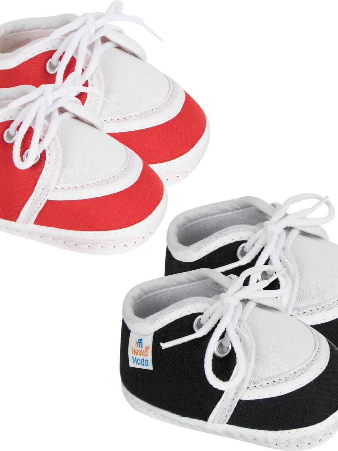 NESKA MODA 0 To 6 Months Set of 2 Pair Lace Newborn Soft Skin-Friendly Cotton Baby Booties