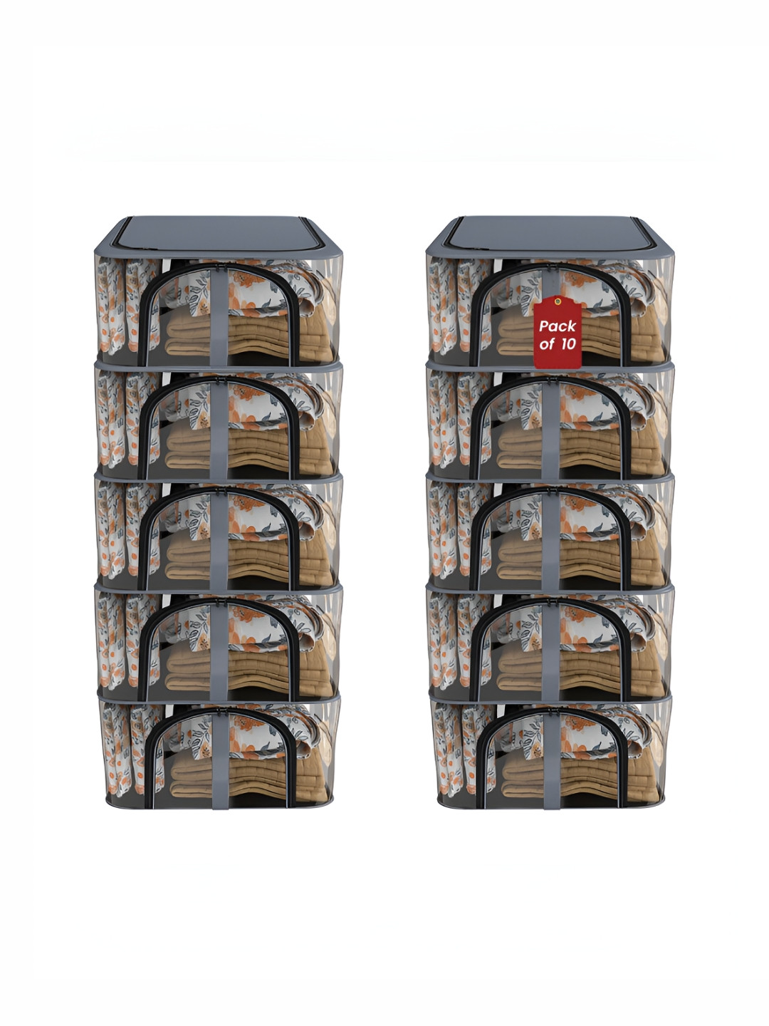 Aura Grey 10 Pieces Storage Organisers