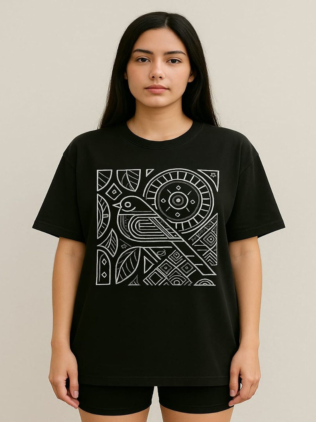 GAB Graphic Printed Round Neck Oversized Pure Cotton T-shirt