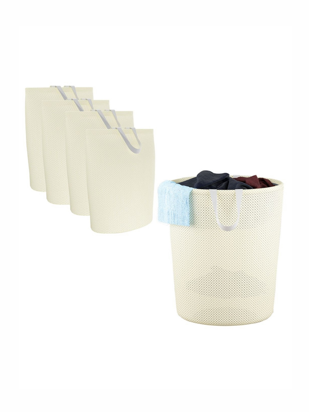 Aura 5-Pcs Beige Reusable Laundry Bags With Handle