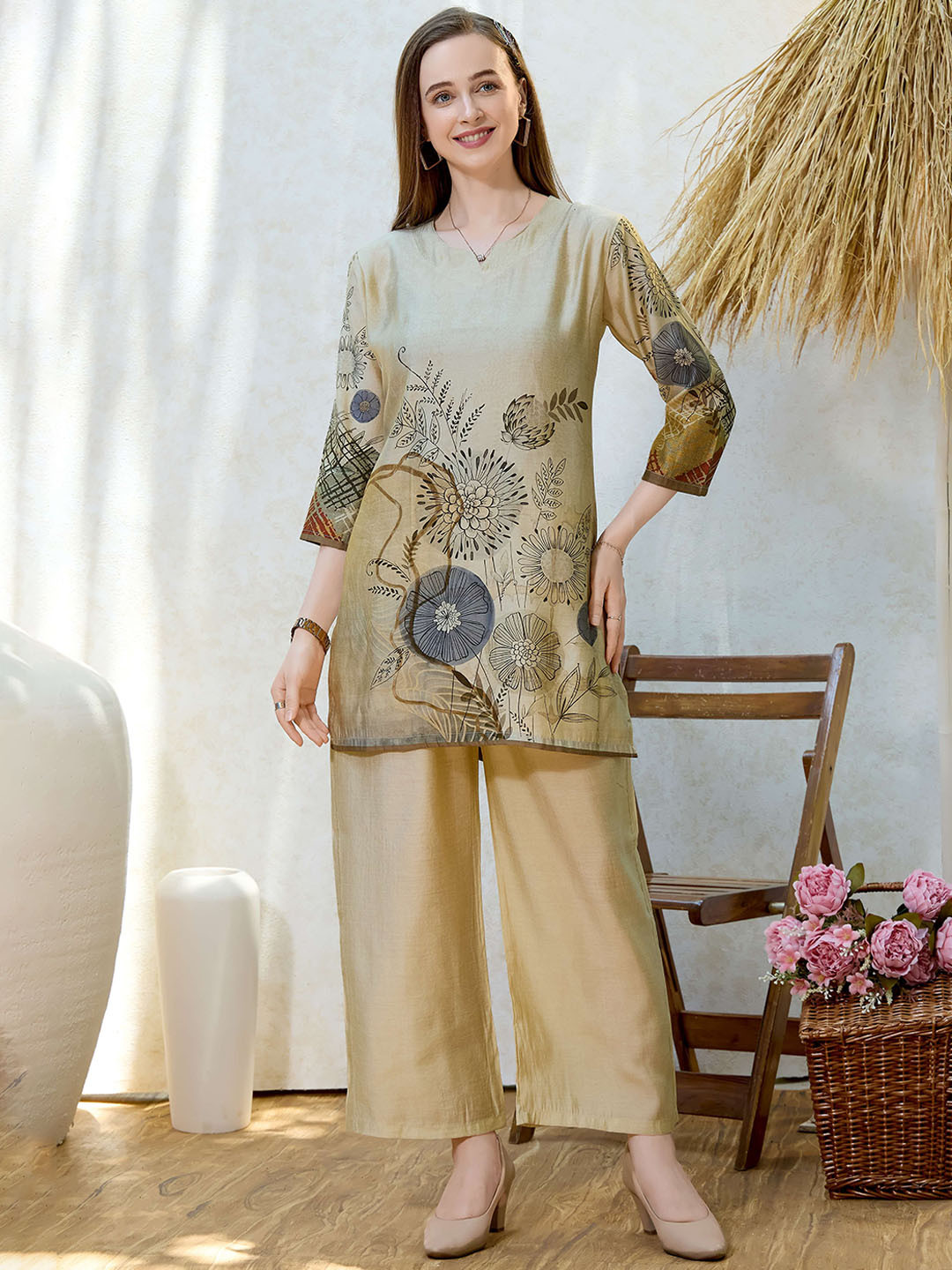 NIGHT FLOSS Printed Tunic & Trouser Co-Ord Set