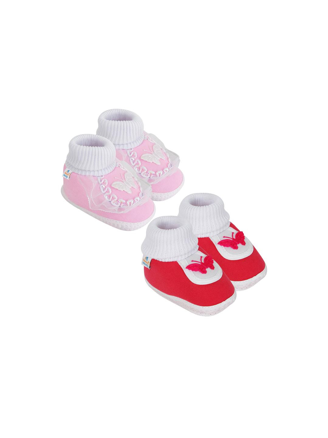 NESKA MODA 12 To 18 Months Non Slip Baby Girls Set of 2 Pair Cotton Butterfly Baby Booties