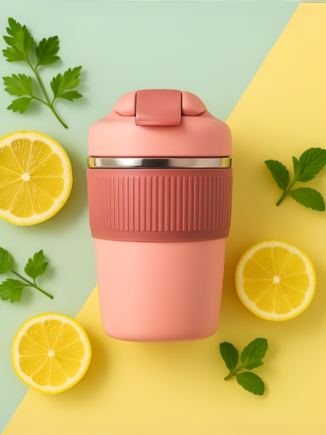 Myntra Elegant Homes Pink Stainless Steel Coffee Tumbler- 350 ml