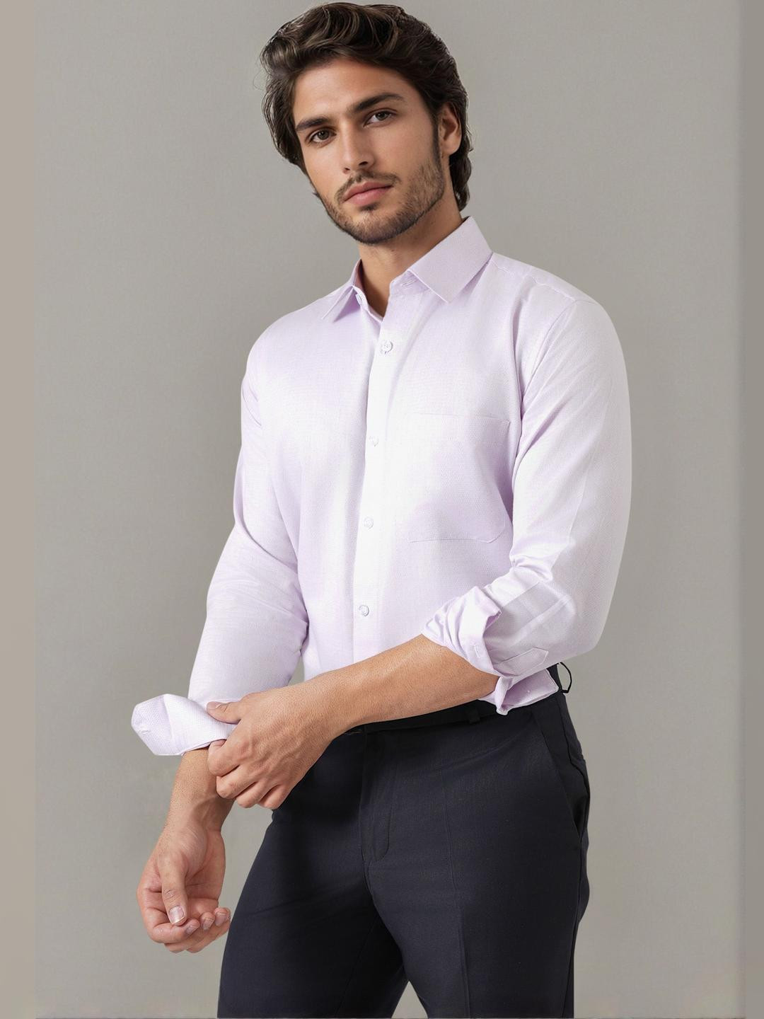 Haute Tissue Lavender Luxe Textured Formal Shirt