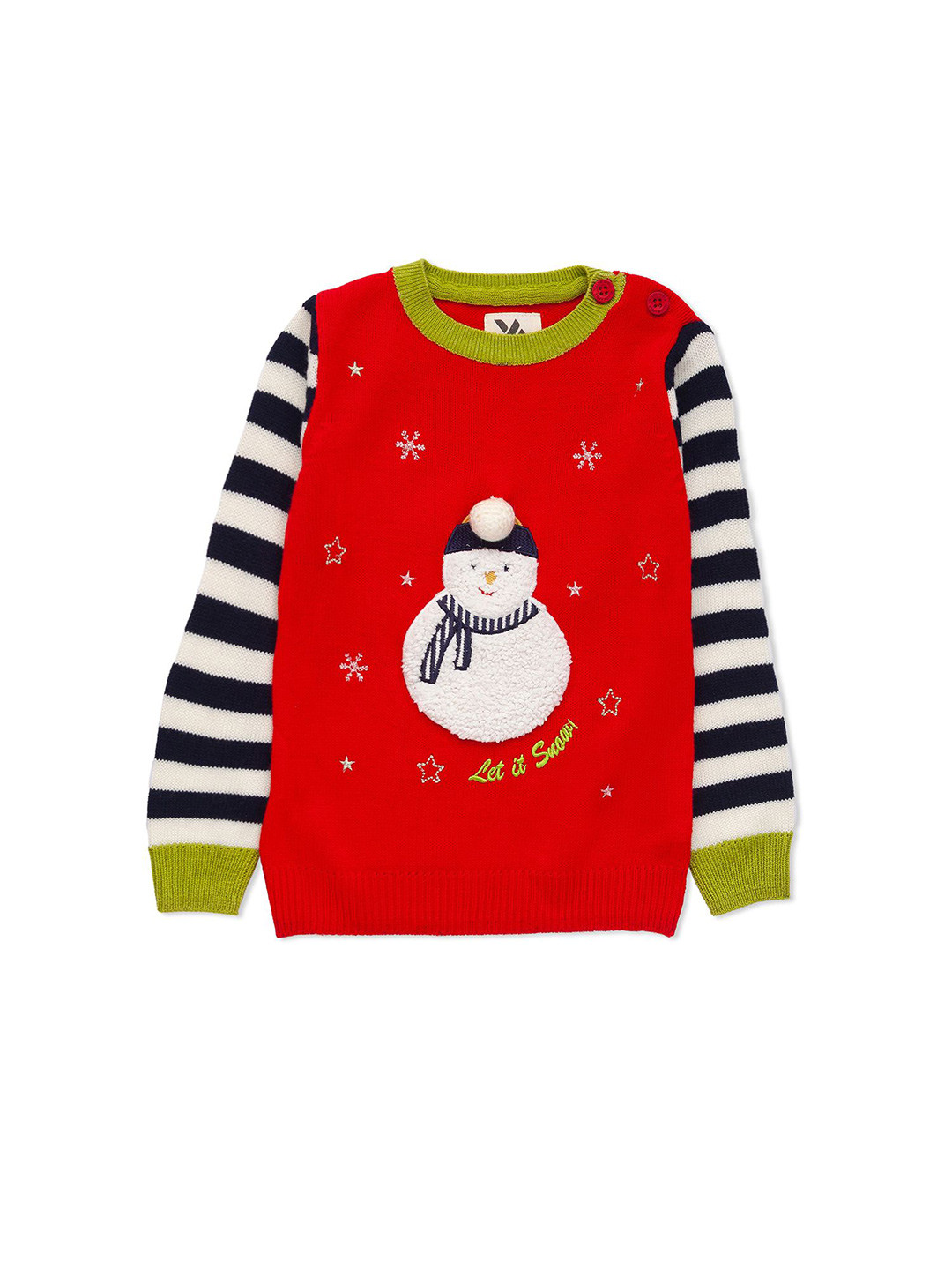 Yellow Apple Kids Snow Man Design Pullover Sweaters