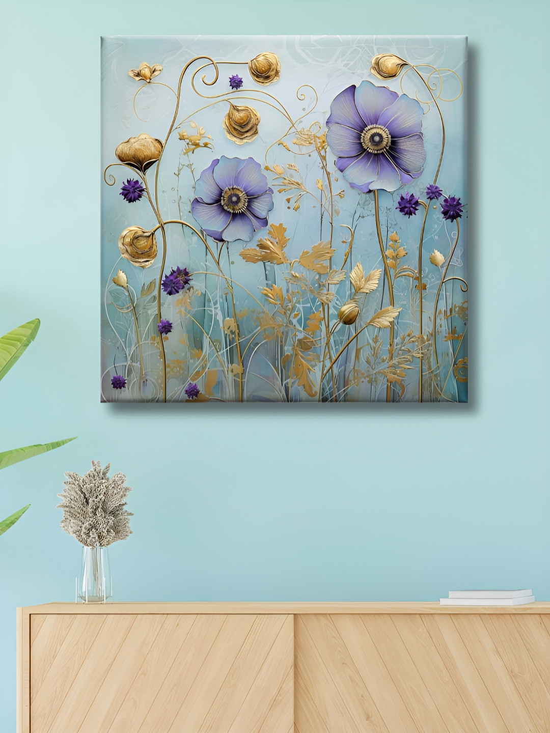 SAF Lavender & Beige 1 Piece Canvas Floral and Botanical Wall Paintings