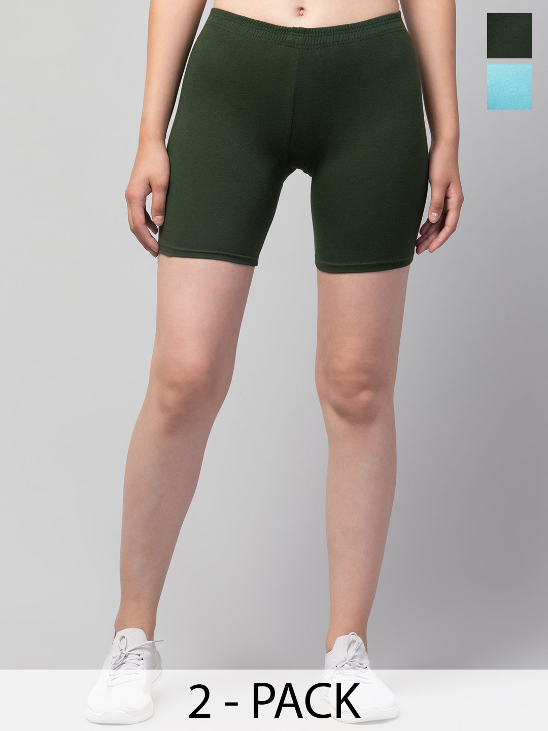HIRRUX Women Pack Of 2 Skinny Fit Low-Rise Cycling Sports Shorts