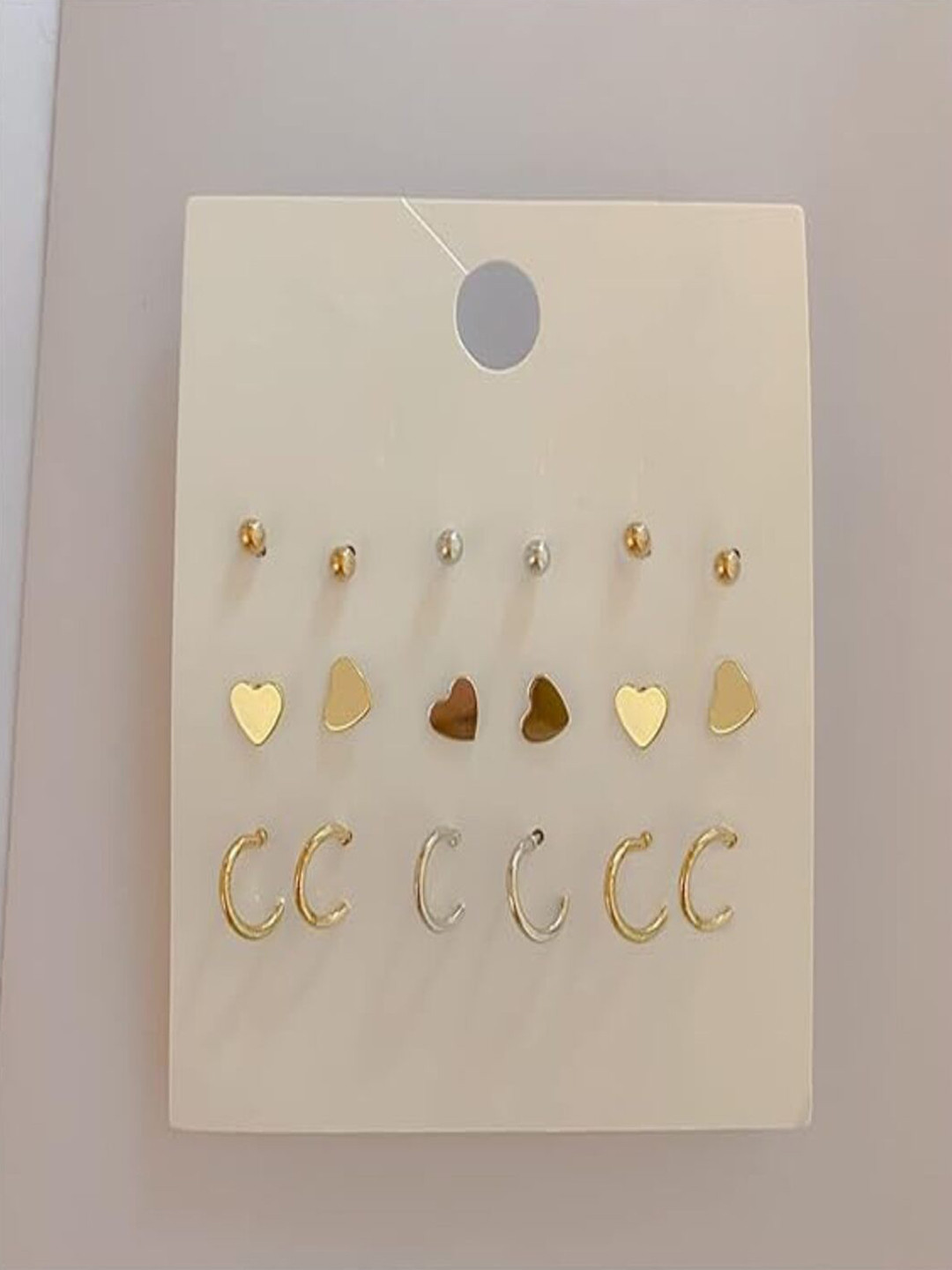 AmazingKarts Set Of 9 Gold-Plated Heart Shaped Studs