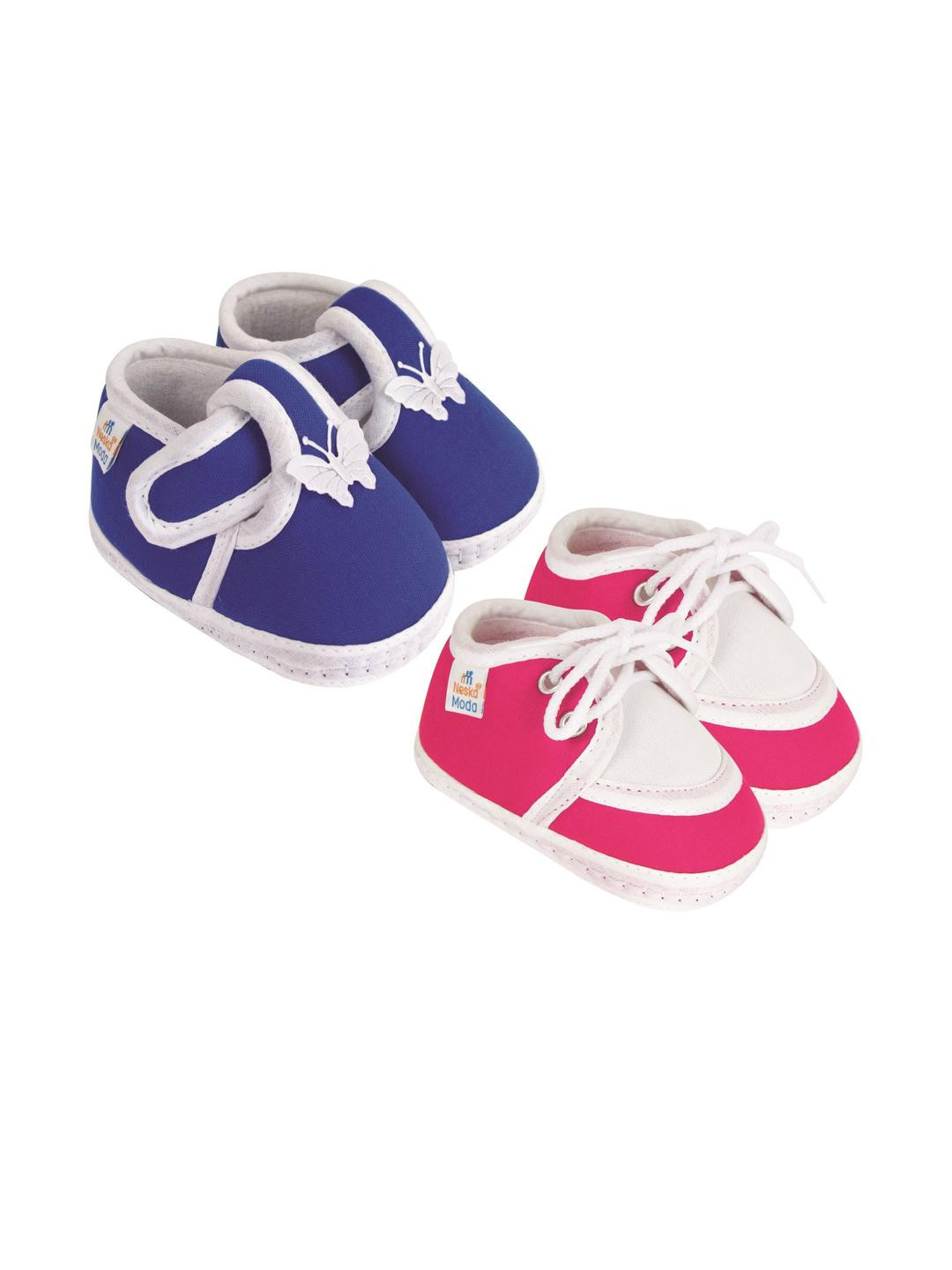 NESKA MODA 0 To 6 Months Newborn Baby Boy & Baby Girls 2 Pair Cotton Skin-Friendly Baby Booties