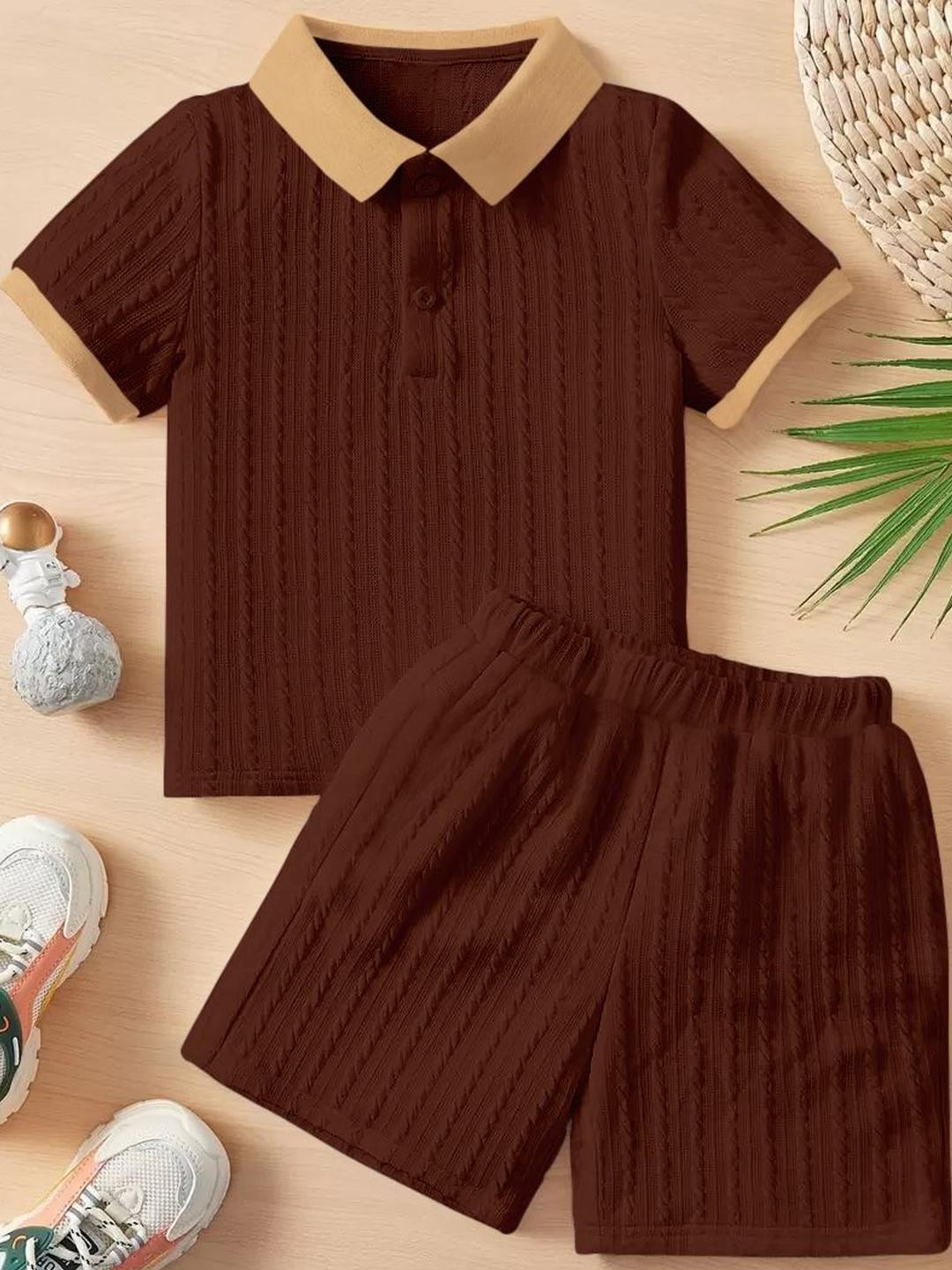 ALANTA Kids-Unisex Brown Clothing Set