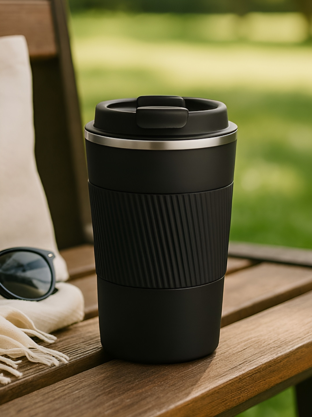 Myntra Elegant Homes Opalware Solitaire Black Textured Stainless Steel Dishwasher Safe Mug-510ml