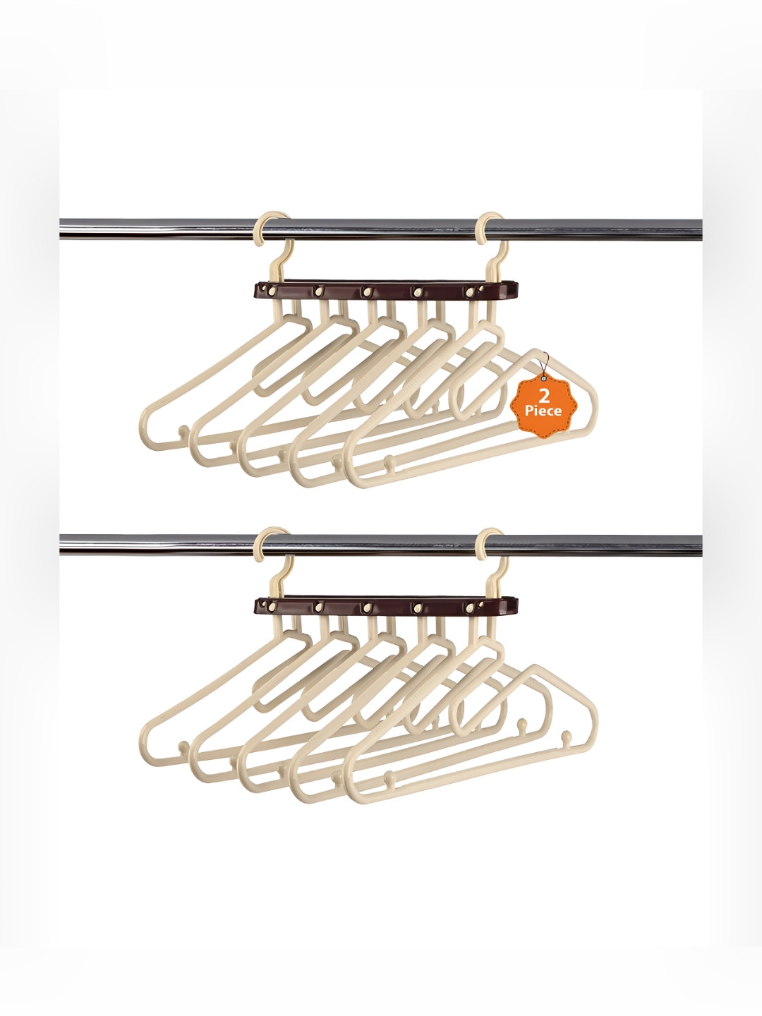 Aura Brown Set of 2 Foldable 5 in 1 Cloth Hangers