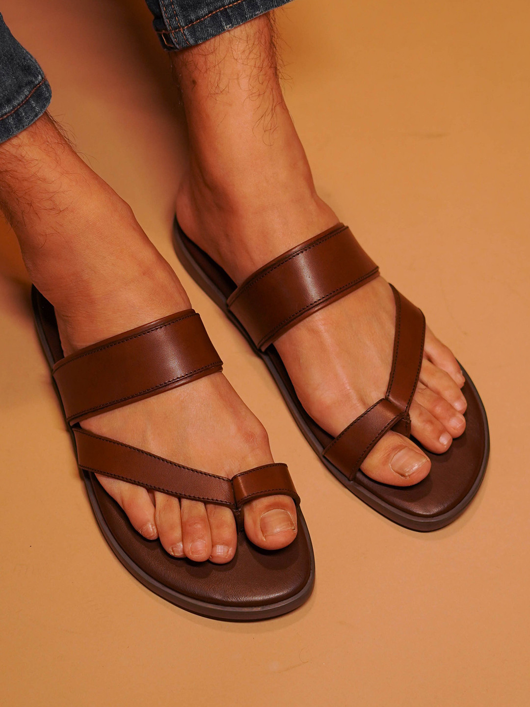 Dmodot Men Pelle Francio Marrone Leather Sandal