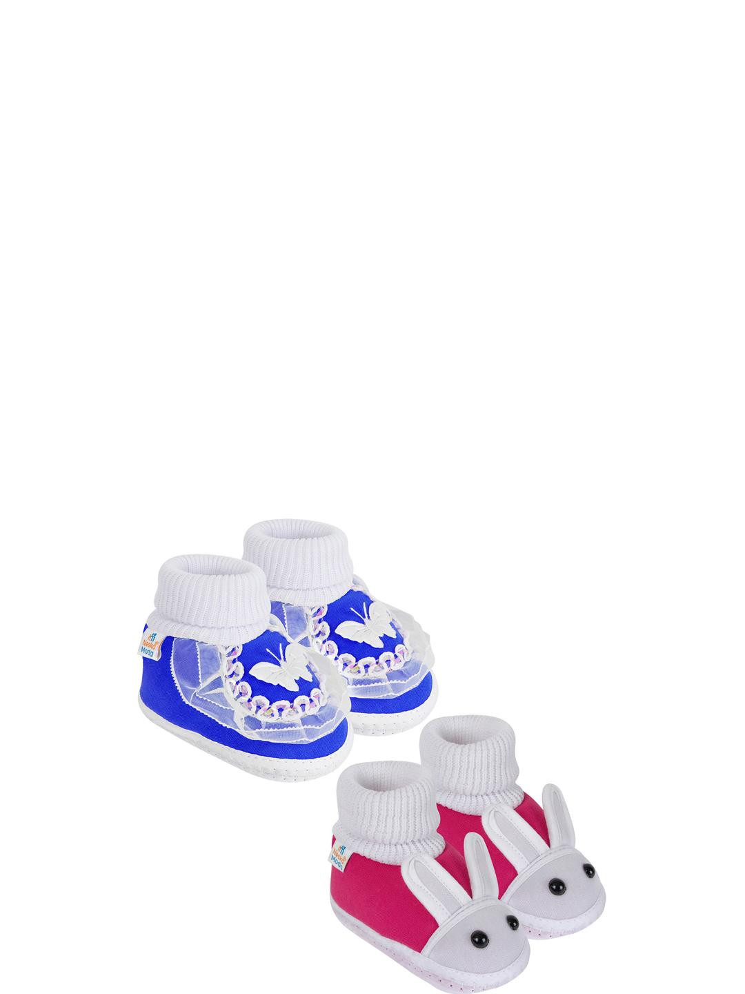 NESKA MODA 12 To 18 Month NonSlip Set of 2 Pair Toddler Baby Unisex Soft Cotton Rabbit Face Booties