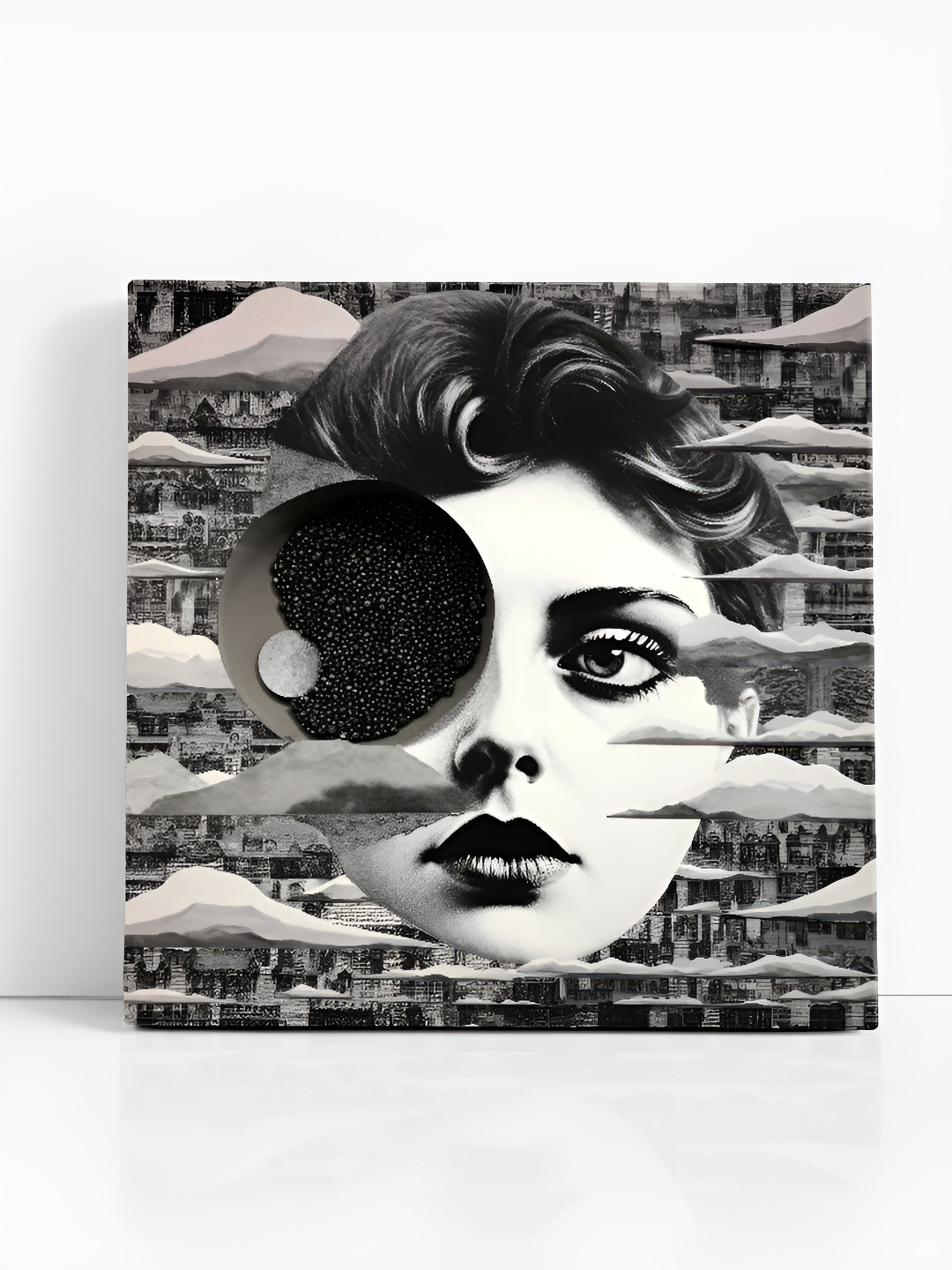 SAF Black & White Women Face Printed Canvas Wall Art