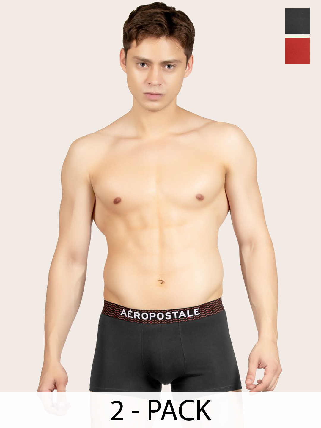Aeropostale Pack of 2 Breathable Trunks A_LJSTRK01-BLK/BHNA