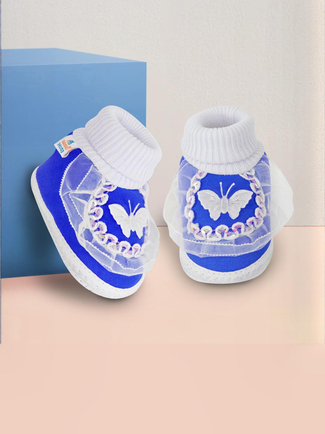 NESKA MODA 3 To 12 Months Infants Cute Cotton Pre-Walker Butterfly Frill Booties