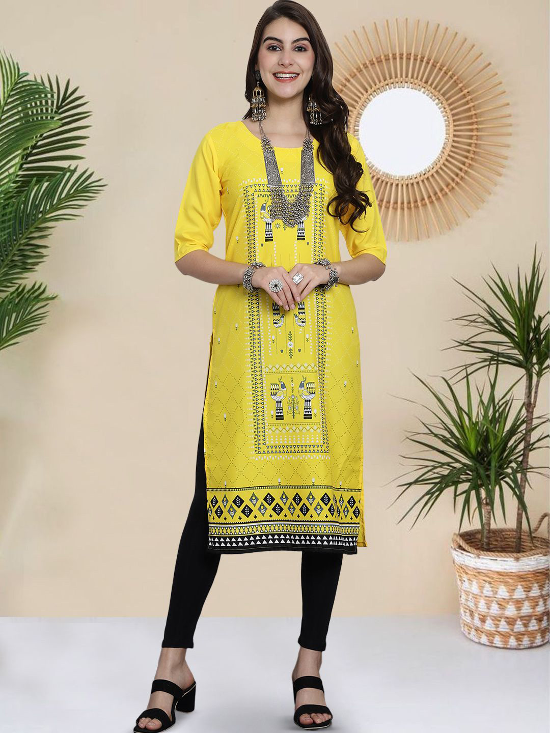HERE&NOW Ethnic Motifs Printed Straight Kurta
