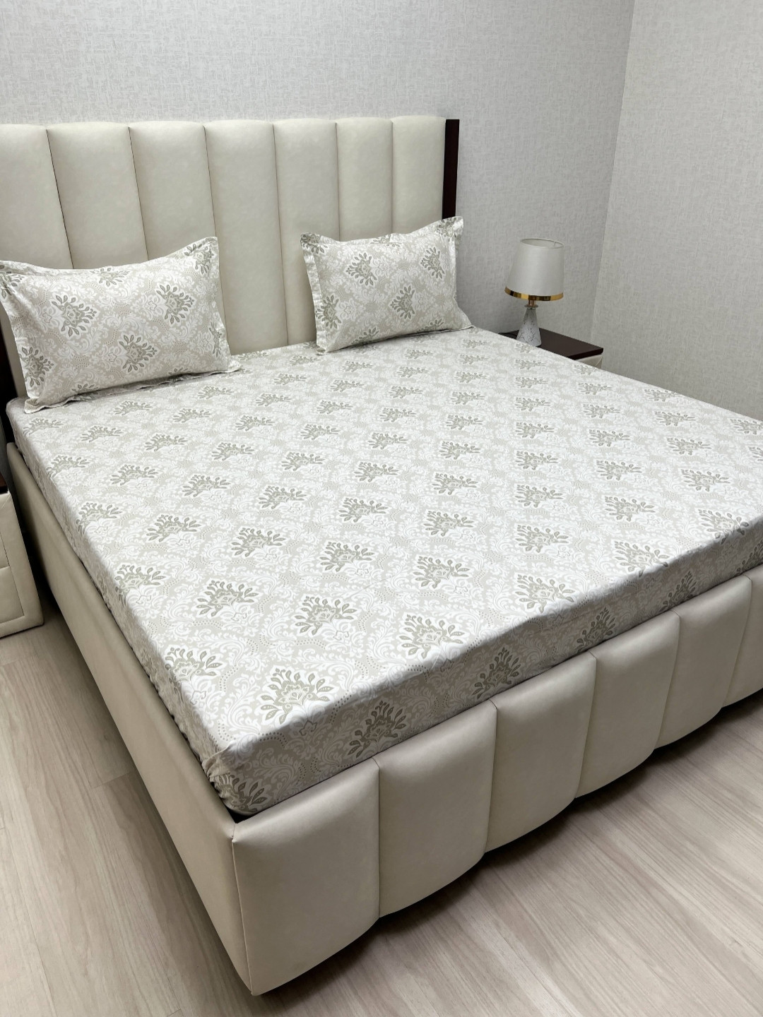 Pure Decor Villa Green Ethnic Motifs Pure Cotton 400 TC King Superfine Bedsheet with 2 Pillow Covers-108 x 108 inches