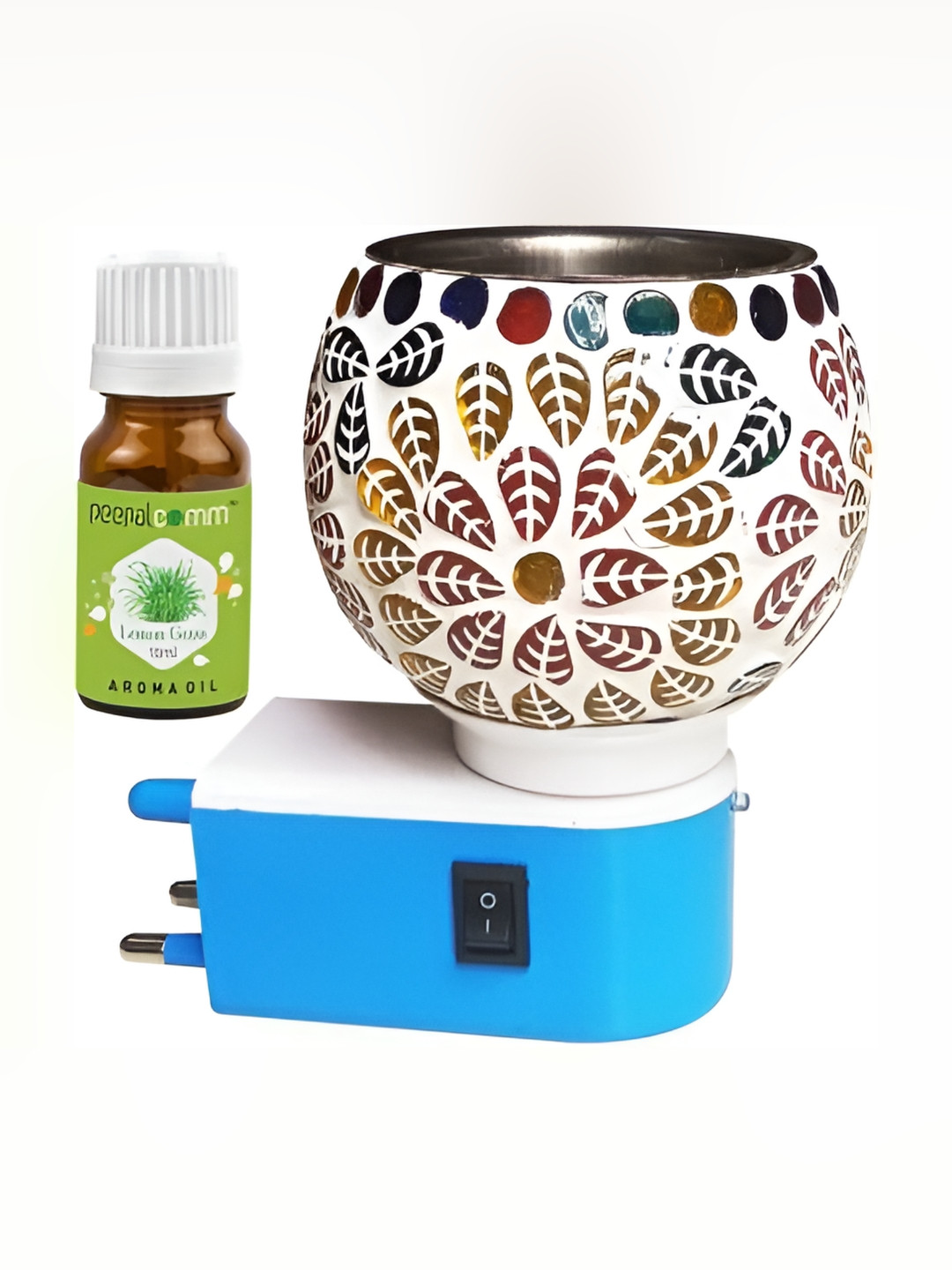 PEEPALCOMM White & Brown Leaf Pattern Electric Kapoordani With Lemongrass Oil-10 ml