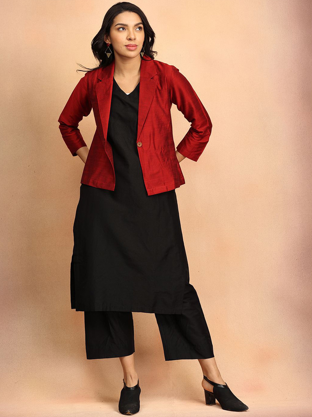 The Woman Store Shirt Collar Neck Top With Trousers Co-Ords With Jacket