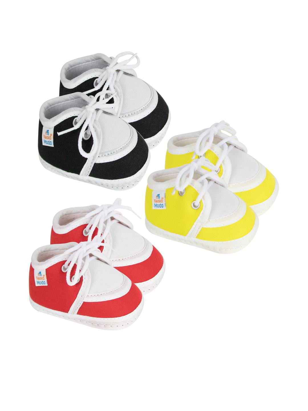 NESKA MODA 0 To 12 Months Infants Pack of 3 Pair Combo Soft Cotton Lace Booties