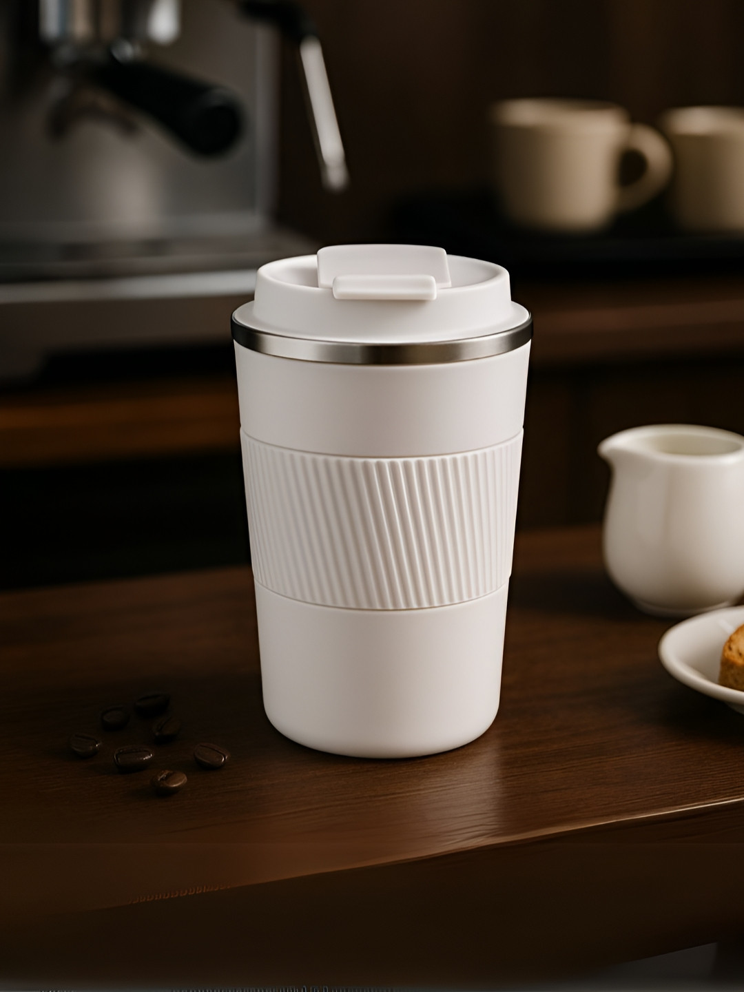 Myntra Elegant Homes Floral Pyari Mumma White Textured Stainless Steel Dishwasher Safe Mug-380ml