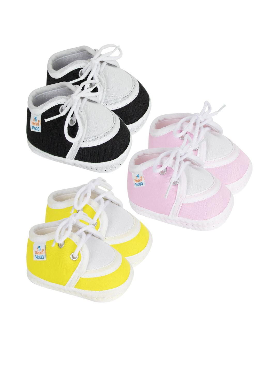 NESKA MODA 12 To 18 Month Non Slip Infants Pack of 3 Pair Cotton Lace Baby Booties