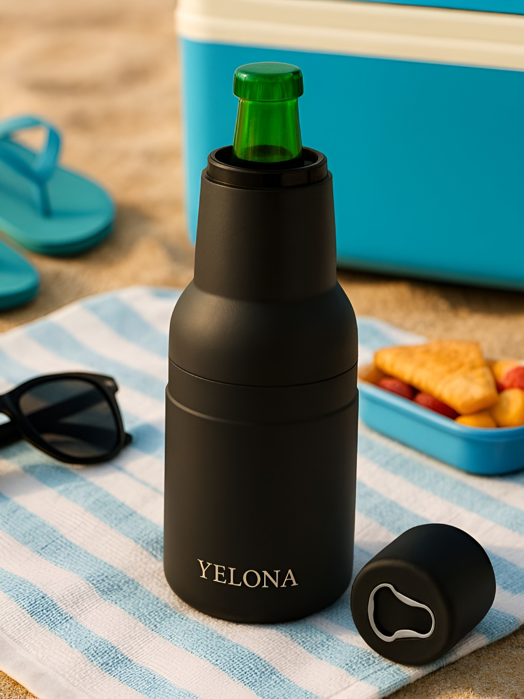 Myntra Elegant Homes Black Solid Stainless Steel Double Wall Vacuum Can Bottle - 500ml