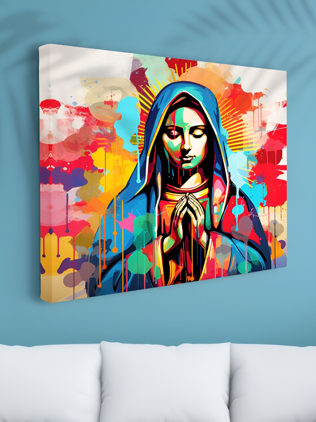 Myntra Elegant Homes Red & Blue Sacred Color Virgin Mary Canvas Wall Art