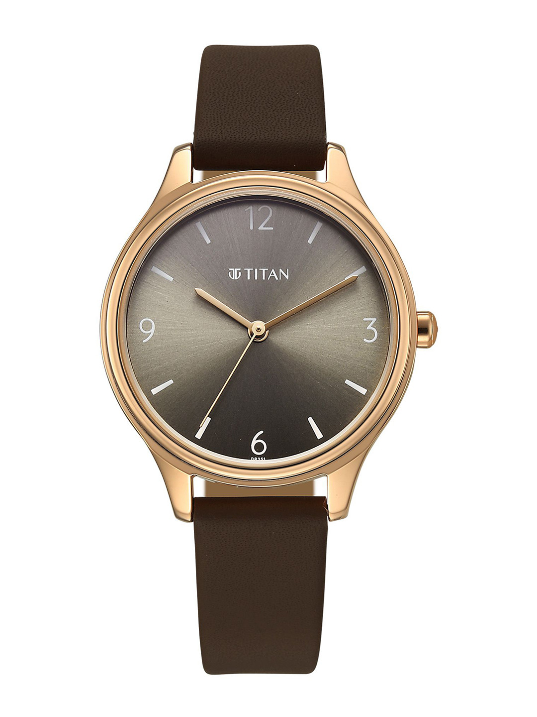 Titan Women Brass Dial & Leather Straps Analogue Watch 2781WL02