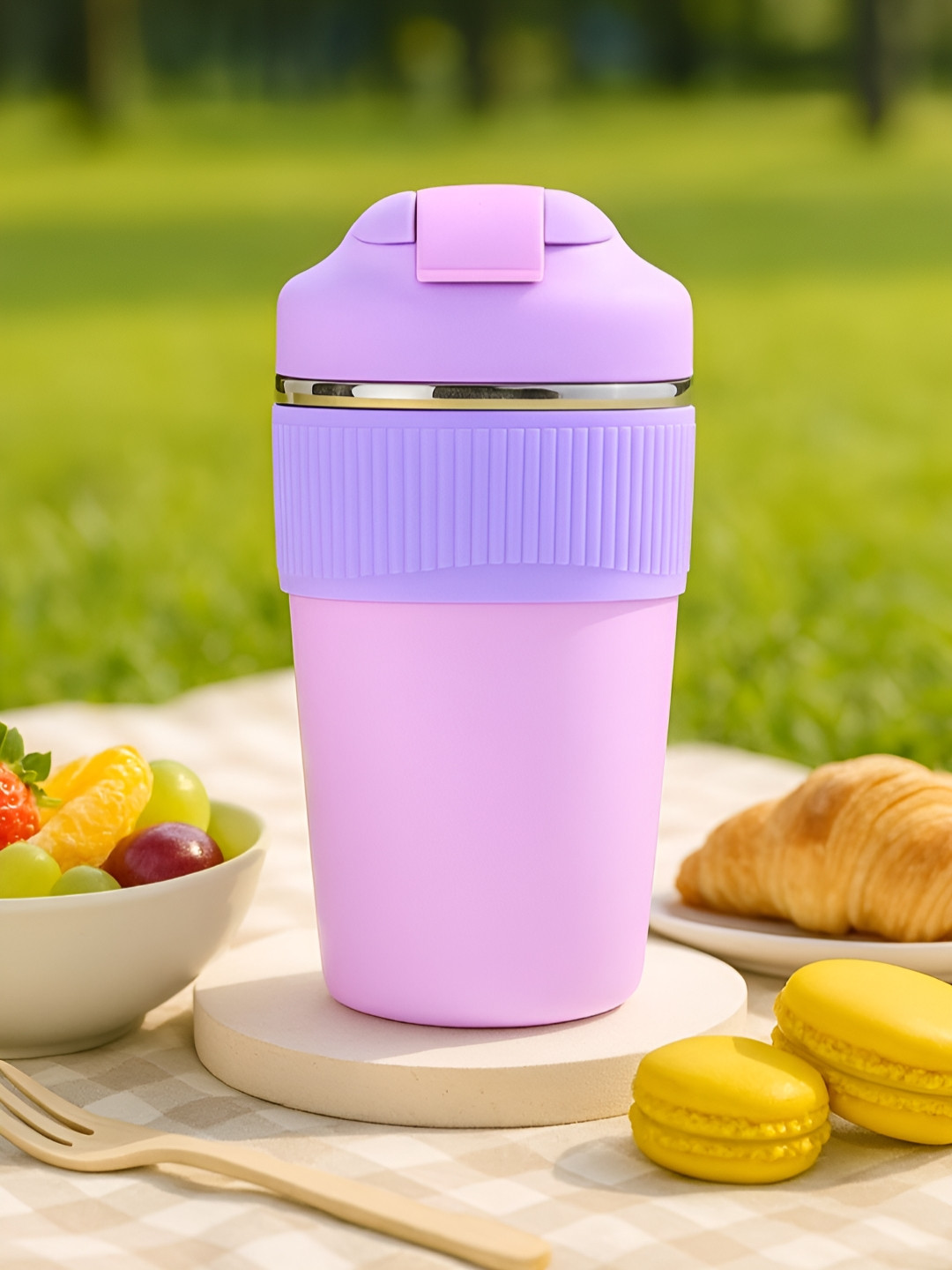 Myntra Elegant Homes Purple Stainless Steel Coffee Tumbler- 480 ml