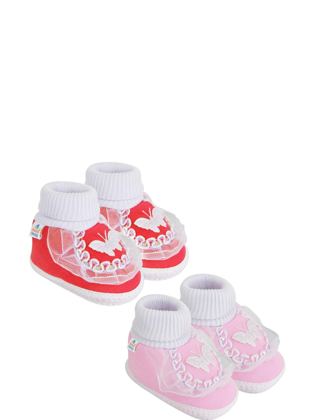NESKA MODA 0 To 6 Months 2 Pair Newborn Baby Girls Skin-Friendly Cotton Frill Booties