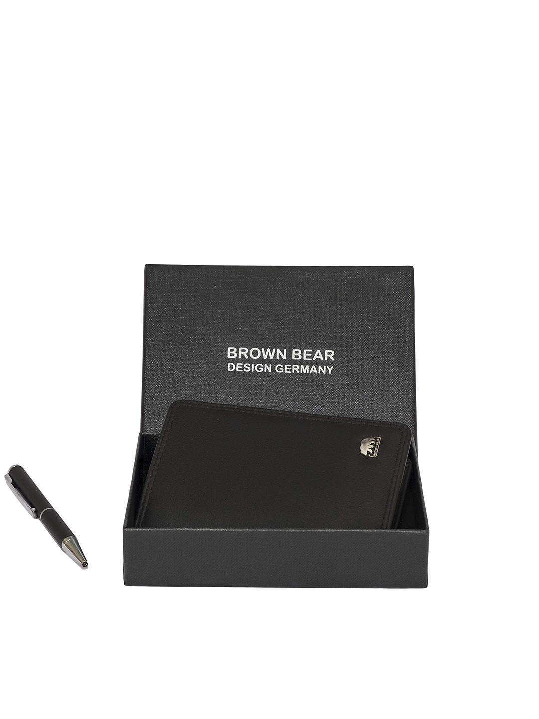 BROWN BEAR Unisex Genuine Leather RFID Blocking Slim Card Holder Wallet with Gift Box