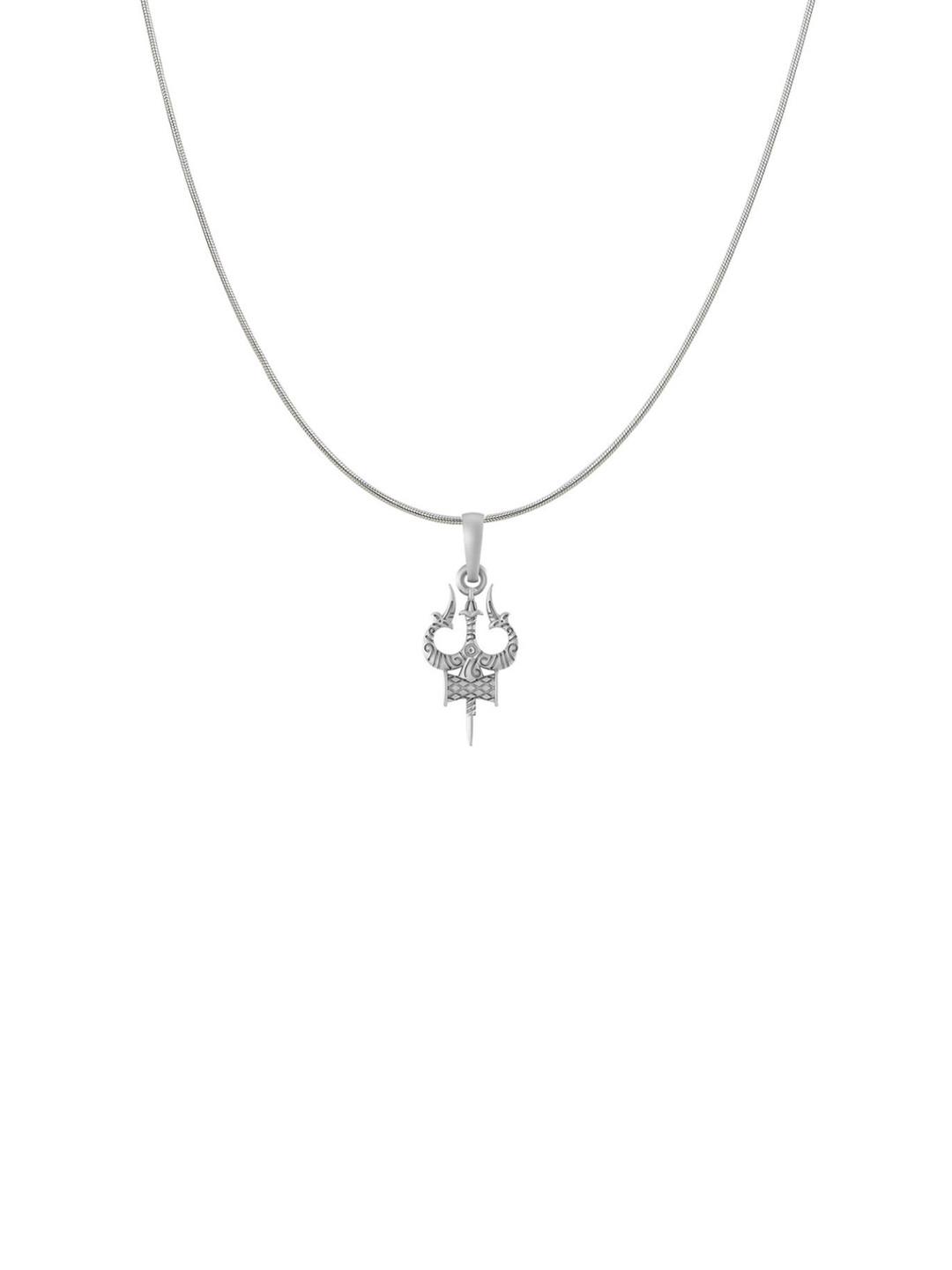 AKSHAT SAPPHIRE 92.5 Sterling Silver Trishul Pendant with Snake Chain