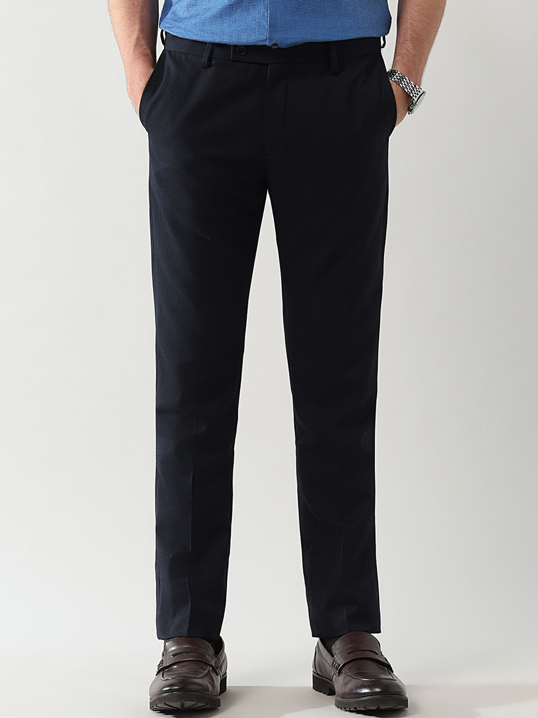 Arrow Men Textured Formal Trousers