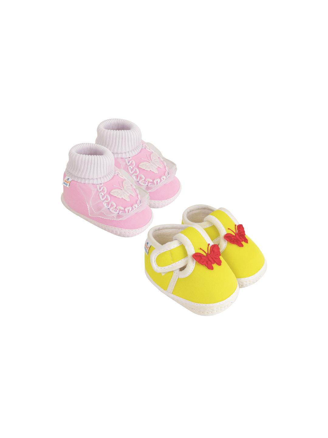 NESKA MODA 12 To 18 Months Non Slip Baby Girls Pack of 2 Pair Soft Cotton Butterfly Frill Booties