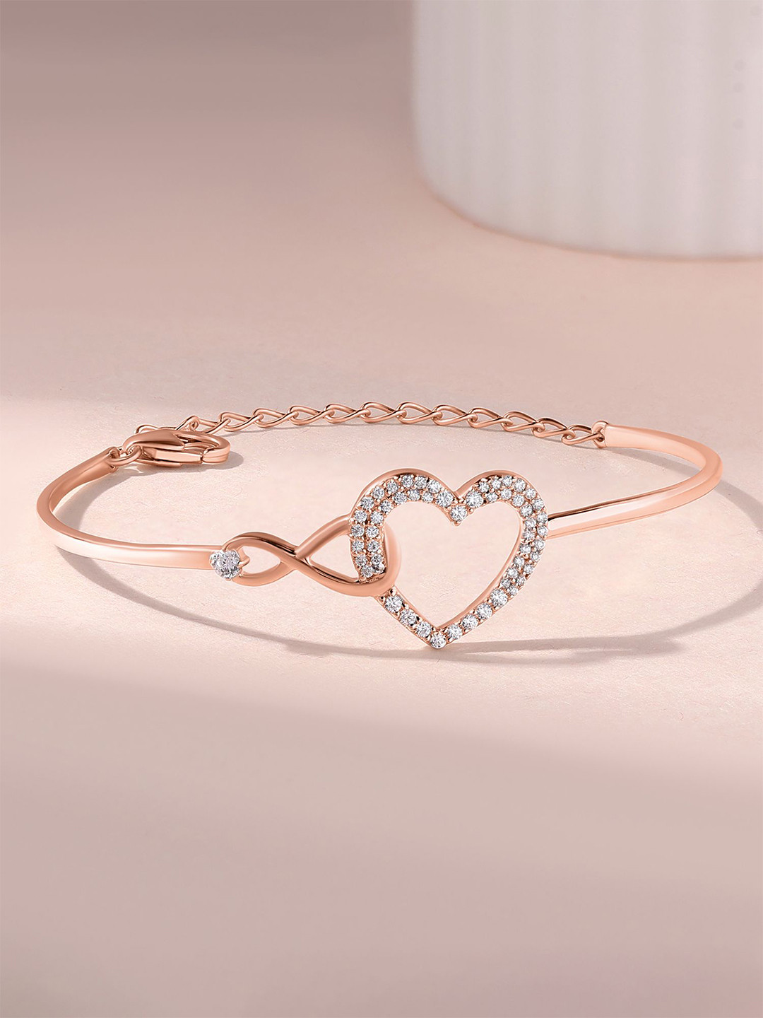Ornate Jewels 925 Silver 18K Rose Gold Plated Infinite Love Bracelet
