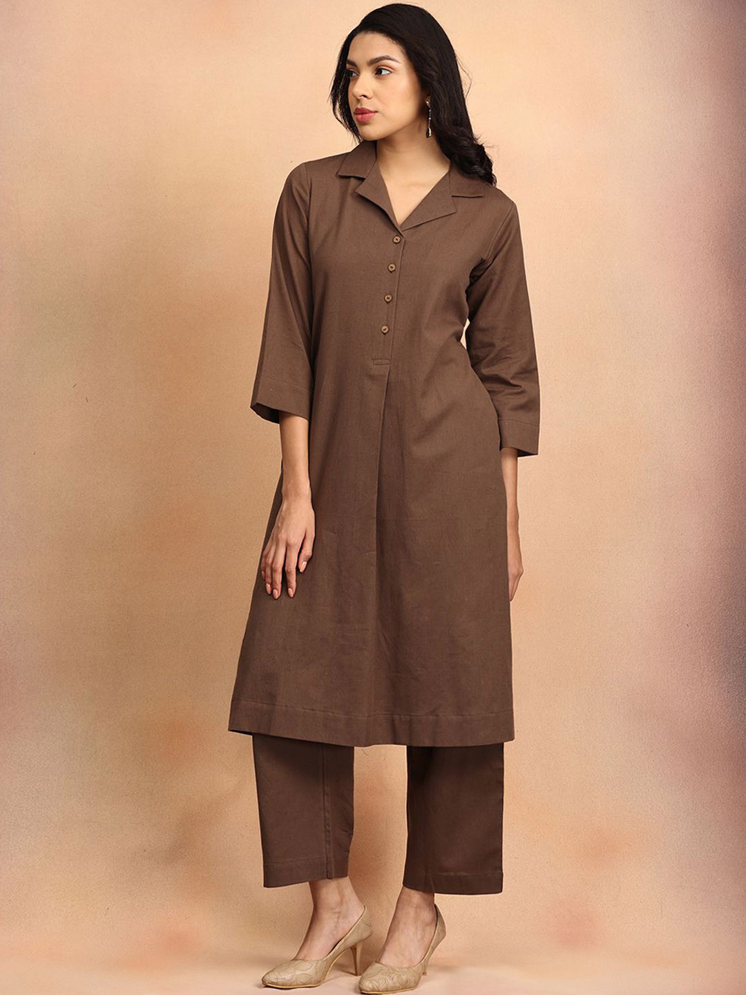 The Woman Store Shirt Collar Neck Top With Trousers Co-Ords