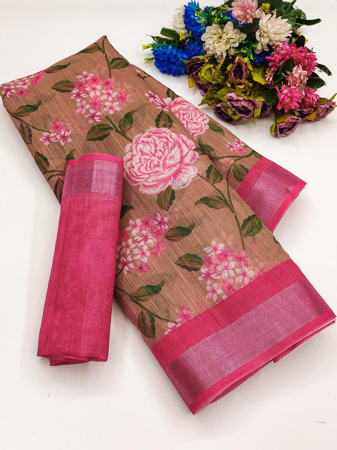 Cotton Linen Saree