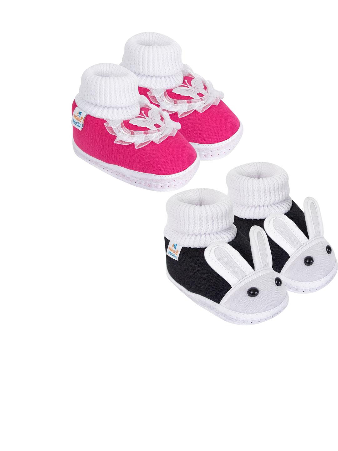 NESKA MODA 0 To 6 Months Newborn Baby 2 Pair Combo Soft Cotton Butterfly Skin-Friendly Baby Booties