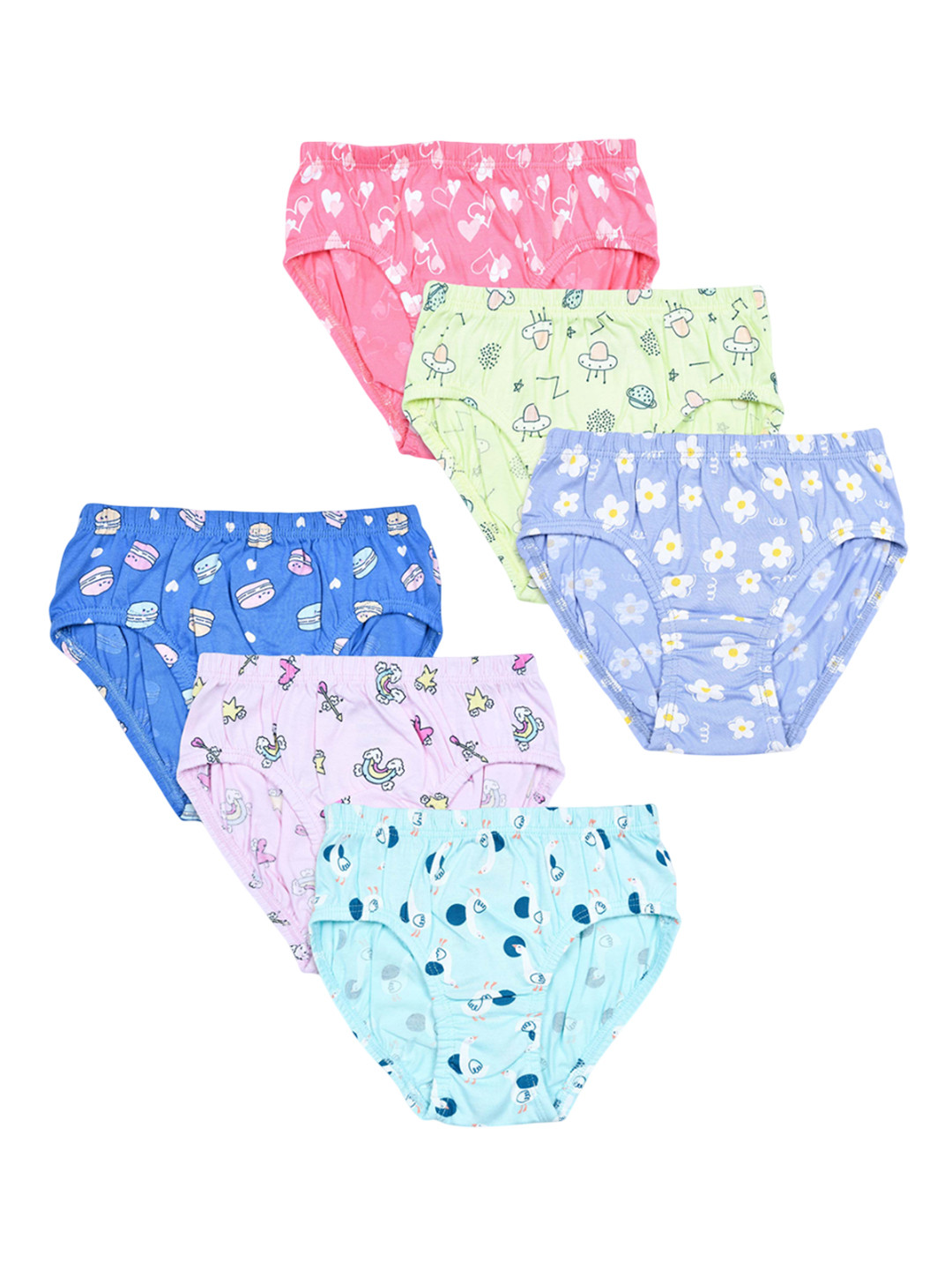 Revvo Girls Junior Pack Of 6 Printed Pure Cotton Basic Briefs RJP-501