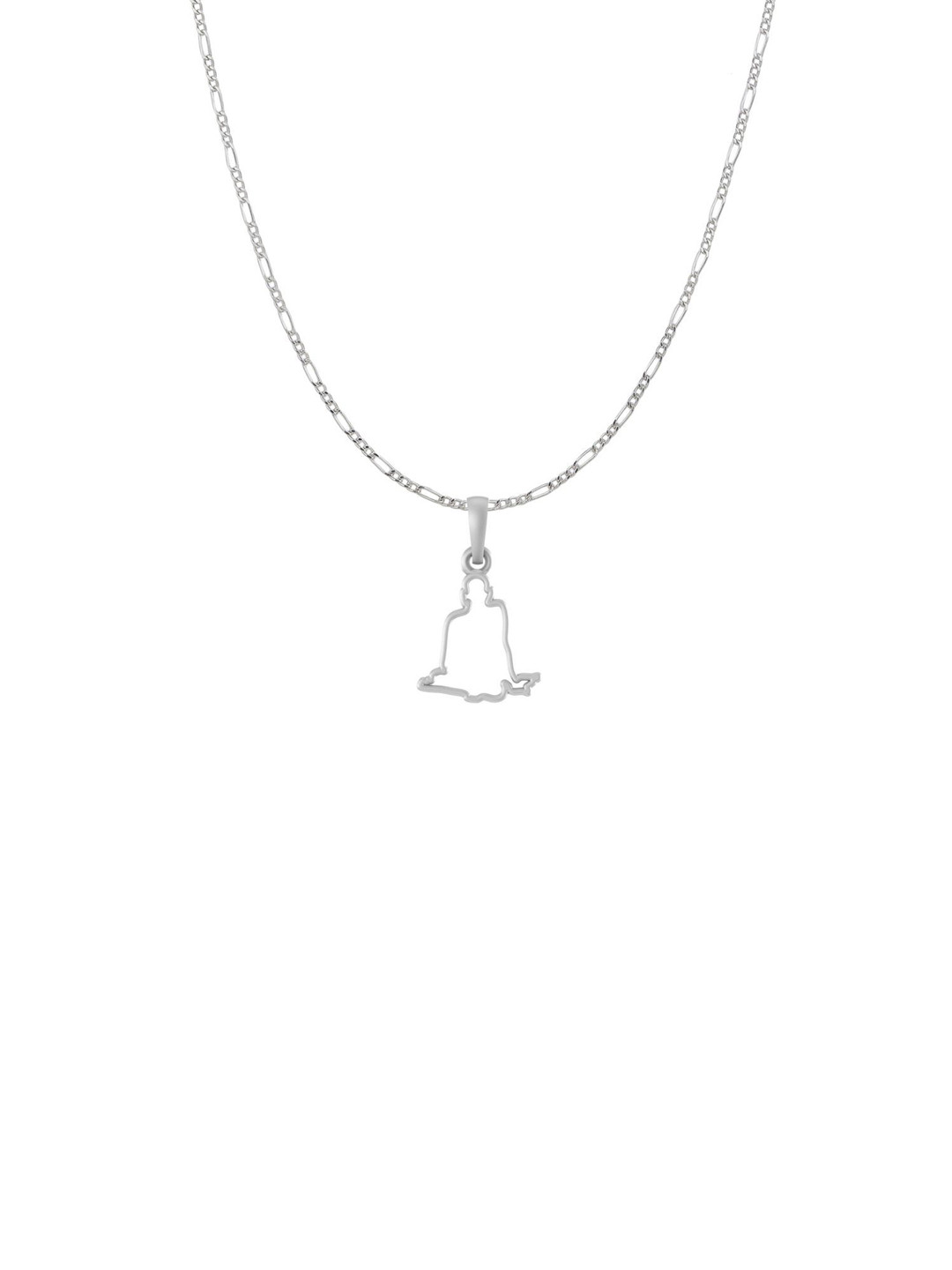 AKSHAT SAPPHIRE 925 Sterling Silver Swami Samart Pendant With Figaro Chain