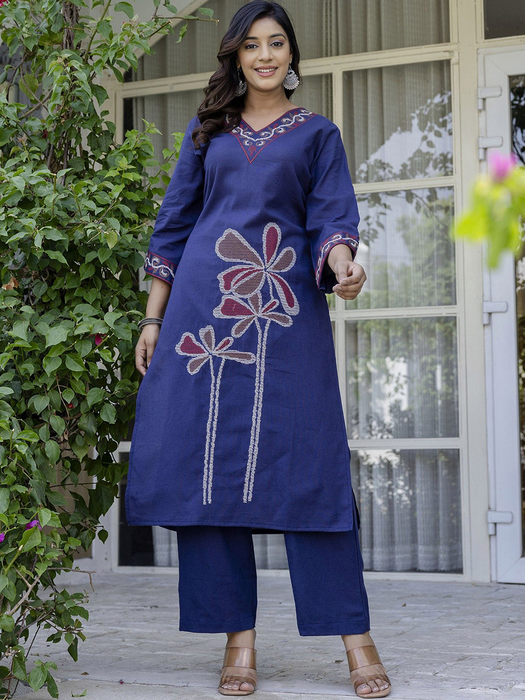 AUTUMN LANE Women Samiha Indi embroidery cotton kurta pant set
