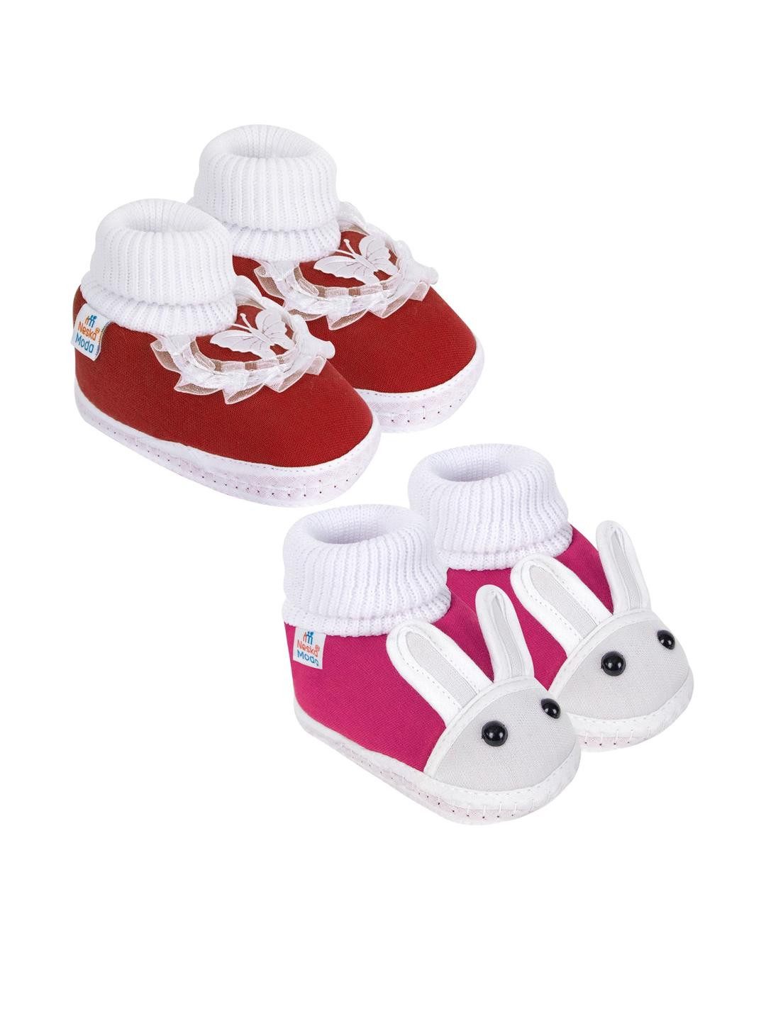 NESKA MODA 12 To 18 Month NonSlip Infants 2 Pair Set Cotton Butterfly Rabbit Booties