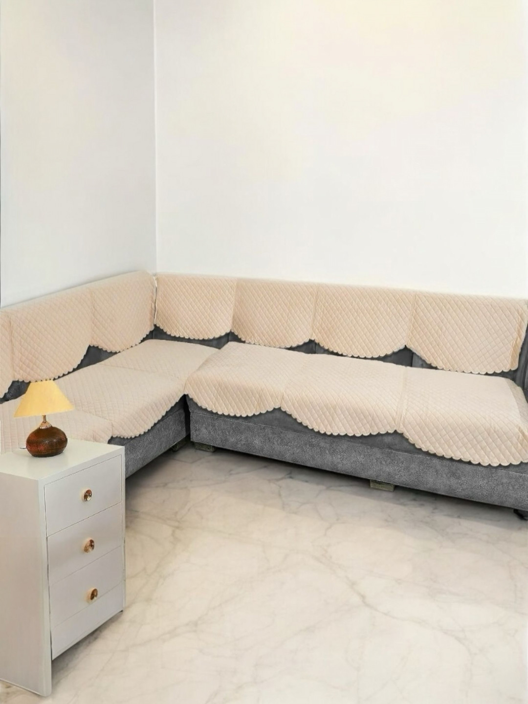 BIGGER FISH Solid Velvet Sofa Cover