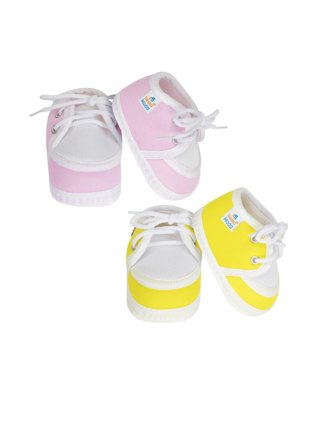 NESKA MODA 3 To 12 Months Infants 2 Pair Combo Pack Cute Soft Cotton Lace Booties