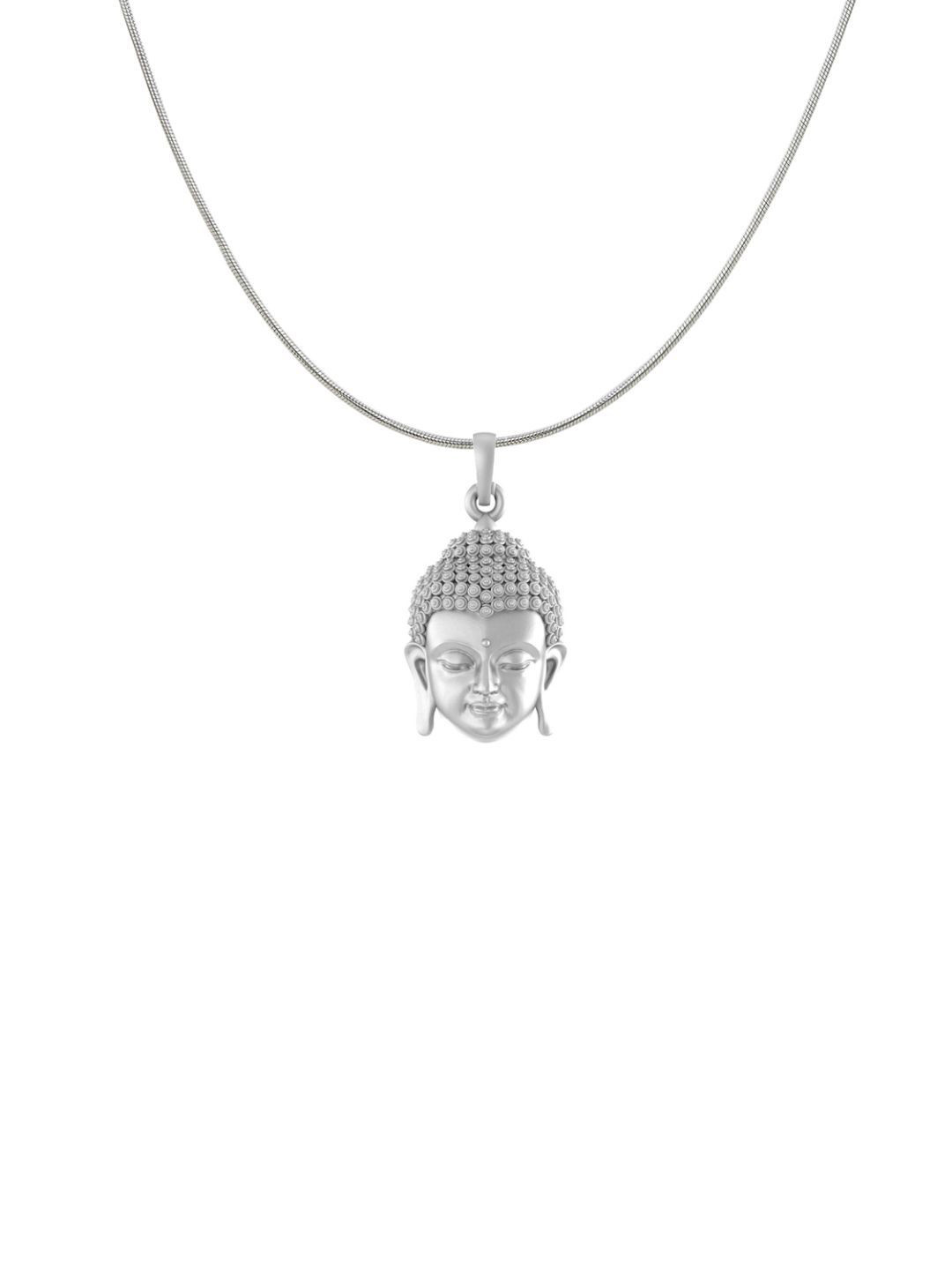 AKSHAT SAPPHIRE 925 Sterling Silver Buddha Pendant With Snake Chain